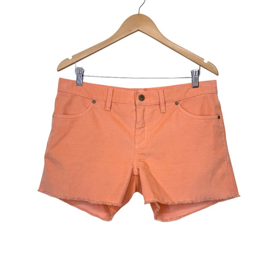 Carve Designs Boho Micro Corduroy Peach Orange Shorts With Fringe Hem Size 10
